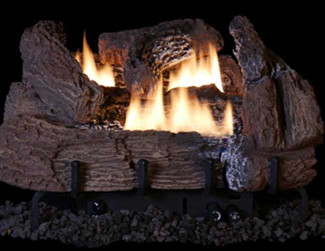 Dual-Flame Series Burner w/ Carolina Oak Concrete Logs by Astria