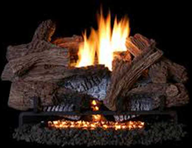 Tri-Flame Series Burner w/ Western Timber Concrete Logs by Astria